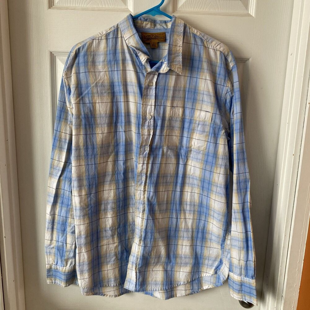 Oleg Cassini Men’s Shirt Size Large Long Sleeve Button Up Checked Plaid